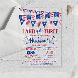 3人の土地だ!7月3日の4日パーティー アクリル招待状