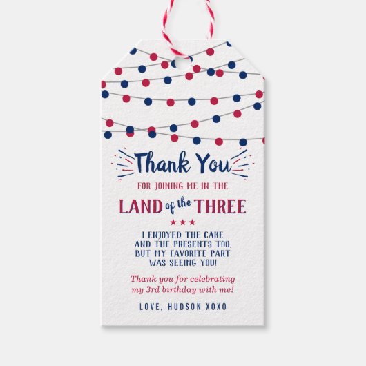 3人の土地だ!7月3日の4日パーティー ギフトタグ (正面)