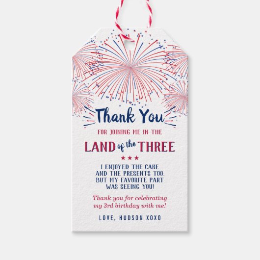 3人の土地だ！7月3日の4日パーティー ギフトタグ (正面)