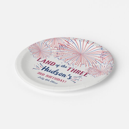 3人の土地だ！7月3日の4日パーティー ペーパープレート (アングル)