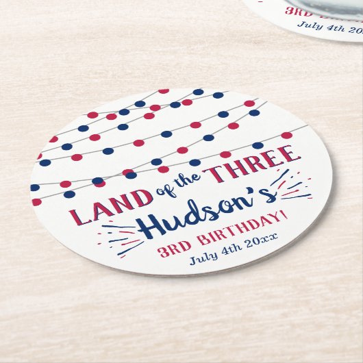 3人の土地だ!7月3日の4日パーティー ラウンドペーパーコースター (アングル)