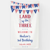 3人の土地だ!7月3日の4日パーティー 横断幕 (縦)