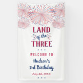 3人の土地だ!7月3日の4日パーティー 横断幕 (縦)