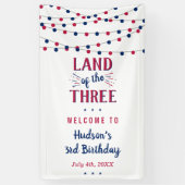 3人の土地だ!7月3日の4日パーティー 横断幕 (縦)