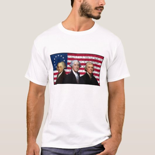 3人の大統領および米国旗 Tシャツ (正面)
