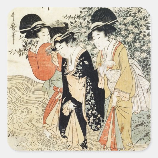 3人の女の子の川の中で、ファッションから スクエアシール (正面)