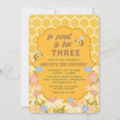 3人の女の子の誕生日パーティーに甘い 招待状 (正面)