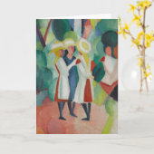 「3人の女の子」アートグリーティングカード カード (黄色い花)