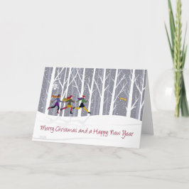 3人の女ランニングの子のメッセージの内側 カード