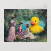 3人の女性が巨大なアヒルとピクニック ポストカード (正面)