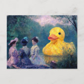 3人の女性が巨大なアヒルとピクニック ポストカード (正面)