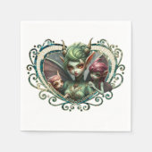 3人の妖精、魔法ハートの仲間。 スタンダードカクテルナプキン (正面)