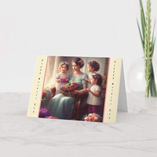 3人の子どもを持つ妻の母の日のカード サンキューカード (正面)