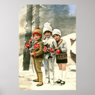 3人の子フランスのどもヴィンテージ ポスター