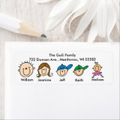 3人の子供がいる家族の住所 シール (インサイチュ)