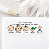 3人の子供がいる家族の住所 シール (インサイチュ)