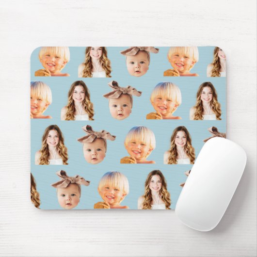 3人の子供のソフトブルーの母の写真パーソナライズされた マウスパッド (マウス)