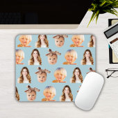 3人の子供のソフトブルーの母の写真パーソナライズされた マウスパッド