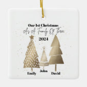 3人の家族としての私たちの最初のクリスマス セラミックオーナメント (正面)