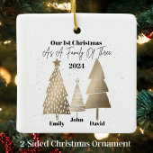 3人の家族としての私たちの最初のクリスマス セラミックオーナメント