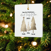 3人の家族としての私たちの最初のクリスマス セラミックオーナメント