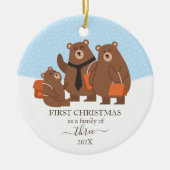 3人の家族として初めてのクリスマスを負う セラミックオーナメント (正面)