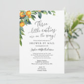 3人の小さなかわいこちゃんの赤ちゃんシャワー（郵便） 招待状 (スタンド正面)