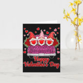 3人の小人とヒョウのトラック ハッピー バレンタインの日D カード (黄色い花)