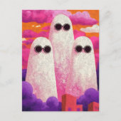 3人の幽霊がサングラスで雲の中 ポストカード (正面)