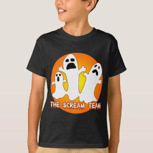 3人の幽霊叫びのチームハロウィンのティー Tシャツ