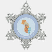 3人の愛らしいくまの友人 スノーフレークピューターオーナメント (正面)