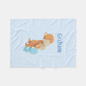 3人の愛らしいくまの友人 フリースブランケット (正面(横))