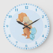 3人の愛らしいくまの友人 ラージ壁時計 (正面)