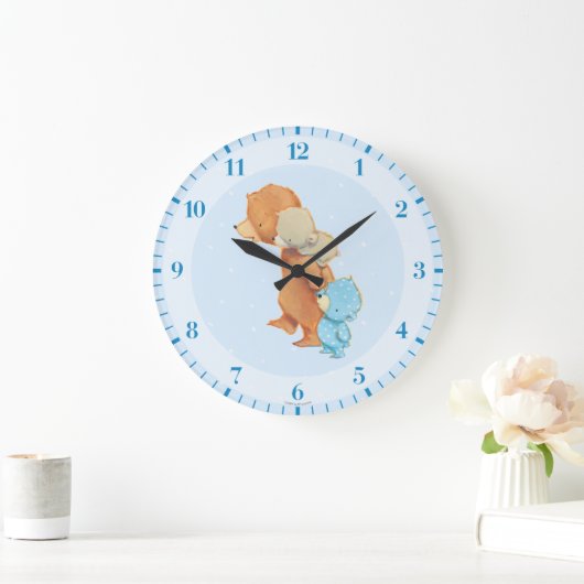 3人の愛らしいくまの友人 ラージ壁時計 (ホーム)