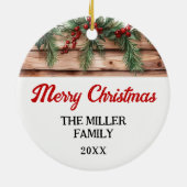 3人の新しい親の家族としての初めてのクリスマス セラミックオーナメント (裏面)