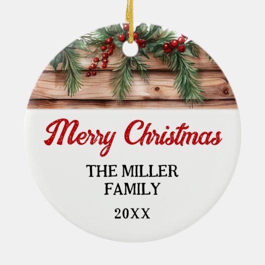 3人の新しい親の家族としての初めてのクリスマス セラミックオーナメント (裏面)