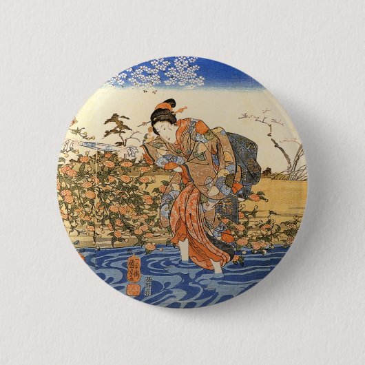 3人の日本のな女性 缶バッジ (正面)
