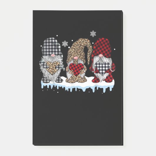 3人の格言がヒョウバッファロープレイドクリスマス ポストイット (正面)