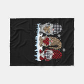 3人の格言インレオパードバッファロープレイドクリスマス フリースブランケット (正面(横))