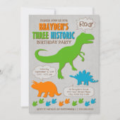 3人の歴史的な恐竜第3誕生日招待状 招待状 (正面)