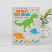 3人の歴史的な恐竜第3誕生日招待状 招待状 (スタンド正面)
