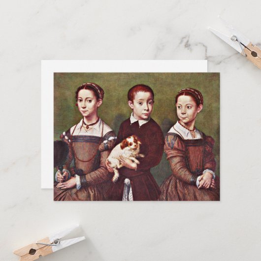 3人の犬と素晴らしの絵画子供 カード (正面/裏面インサイチュ)