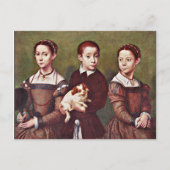 3人の犬と素晴らしの絵画子供 ポストカード (正面)