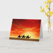 3人の王および赤い日没 カード (黄色い花)