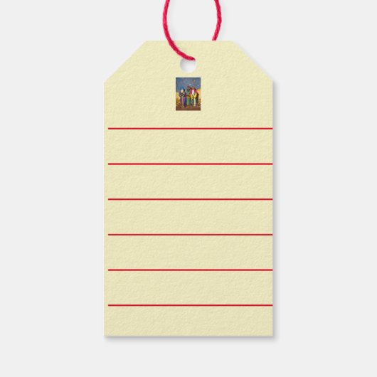 3人の王がクリスマスのベビーに贈り物を運ぶ ギフトタグ (裏面)