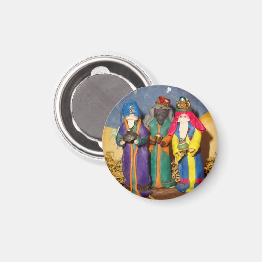3人の王がクリスマスのベビーに贈り物を運ぶ マグネット (正面/裏面)