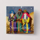 3人の王がクリスマスのベビーに贈り物を運ぶ 缶バッジ (正面)