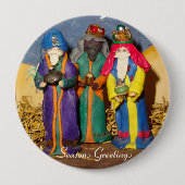 3人の王がクリスマスのベビーに贈り物を運ぶ 缶バッジ (正面)