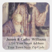 3人の王様が冠を戴くクリスマス住所 シール (正面)