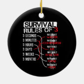 3人の生存ルール – ワイルダネス・クイズ セラミックオーナメント (裏面)